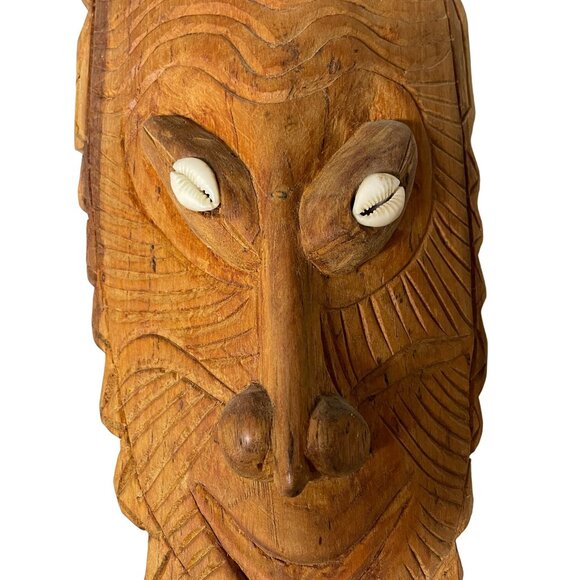 Vintage Large Hand Carved Tribal Mask – Papua New Guinea – 22" Wall Hanging – Sh - Picture 8 of 15